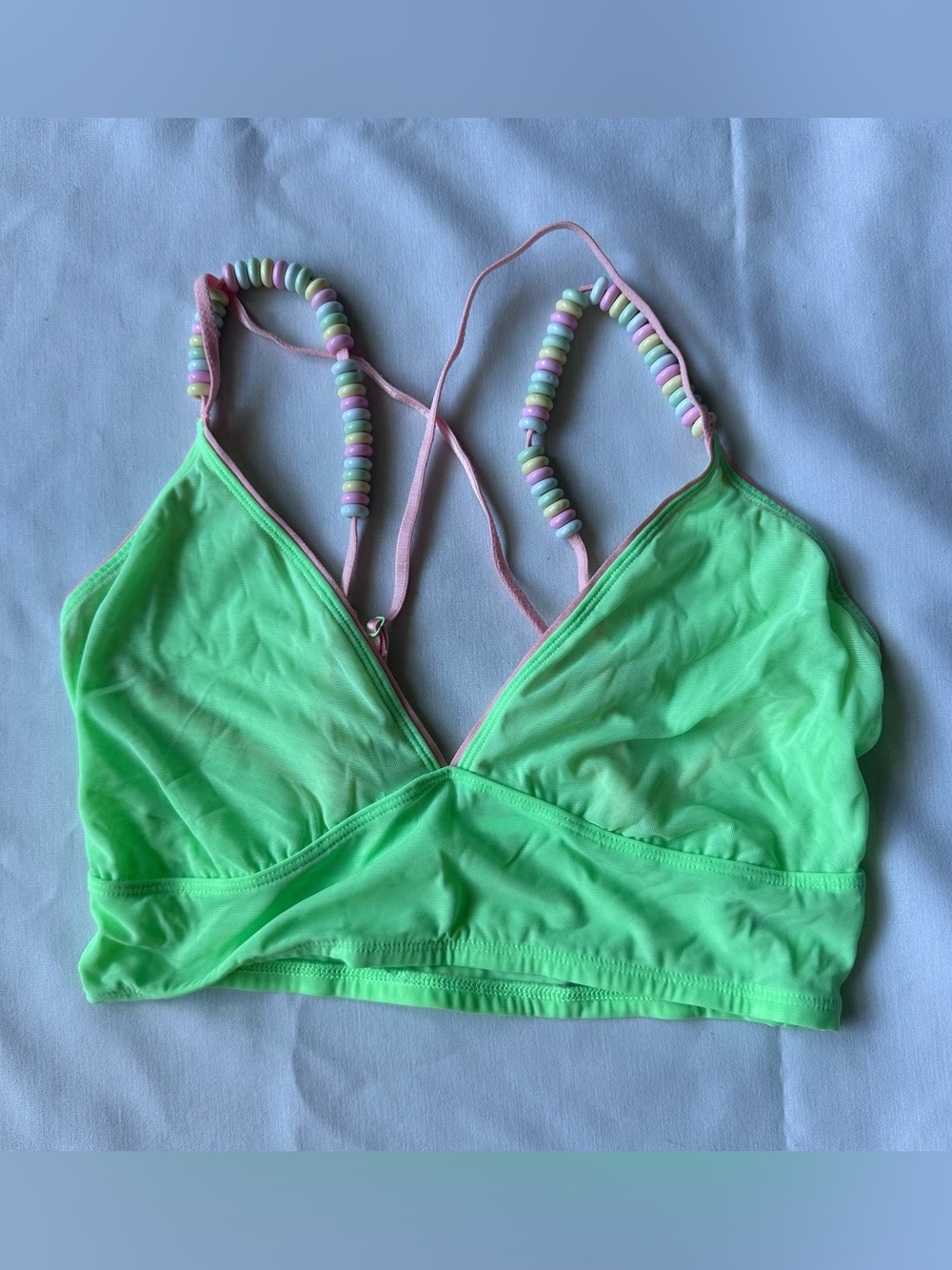 RARE Parade candy strap mesh bralette/crop top.